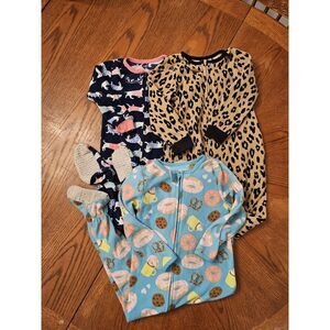 Carter's Girls soft fleece footed sleeper pajamas 3pc lot toddler size 3t